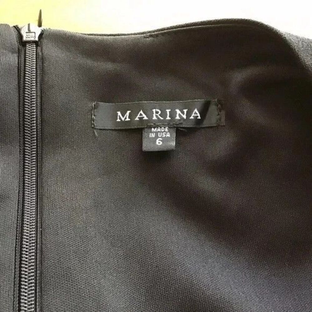 Marina Womens Jumpsuit Size 6 Black Ruffle Wide Leg Sleeveless V Neck Crepe New - Picture 3 of 3
